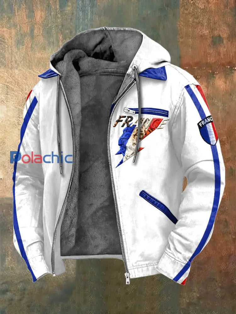 Veste tendance drapeau français tigre blanc pour homme Blanc / S