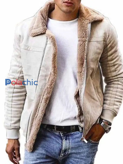 Veste Vintage Warm Faux Suede Homme Abricot / M