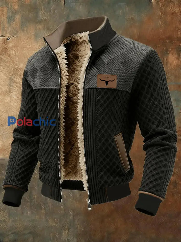 Veste Western doublée de molleton Homme Noir / S