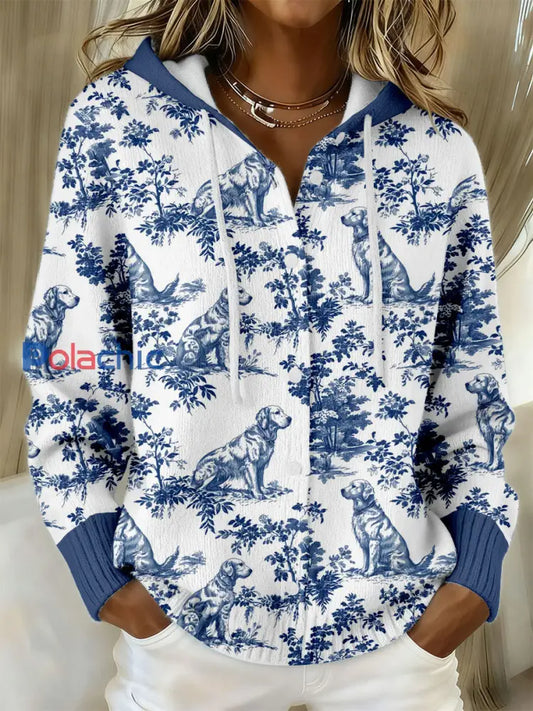 Vestes Golden Retriever Print pour femmes Bleu / S