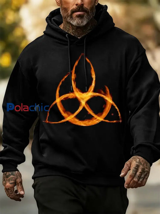 Viking Triangle Imprimer Sweat à capuche manches longues pour hommes Noir / S