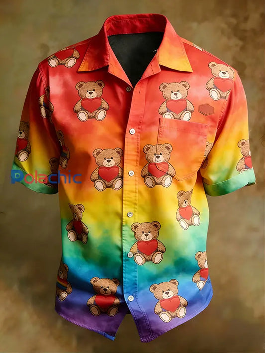 Vintage Business Style Lgbt Casual chemise à manches courtes pour hommes A / S