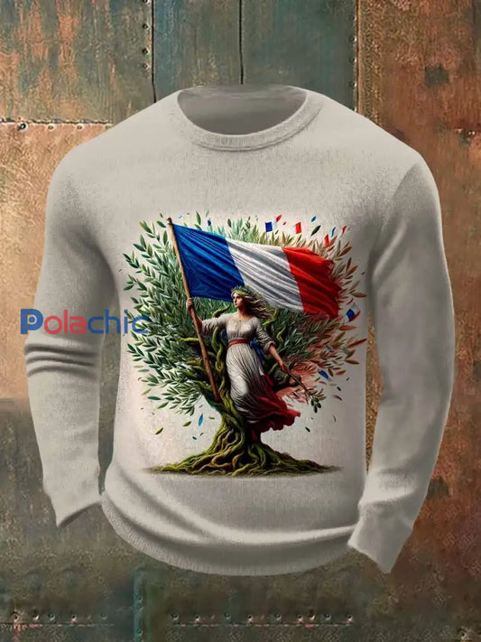 Vintage Français Imprimer Casual Manches Longues Hoodie comme image / S