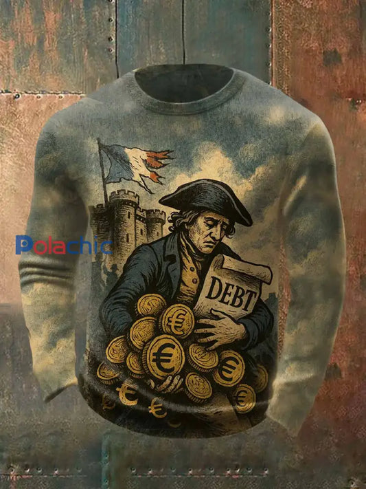Vintage Français Imprimer Casual Manches Longues Hoodie comme image / S