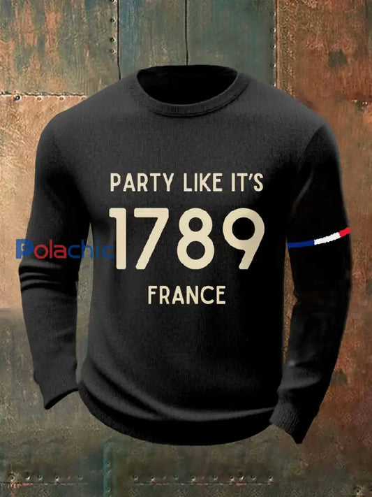 Vintage France 1789 Hoodie À Manches Longues Imprimé Décontracté comme image / S