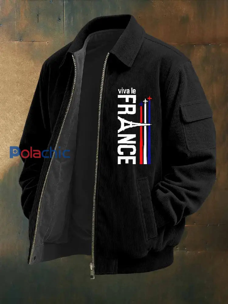Vintage France Paris Motif Casual Veste Manteau comme image / S