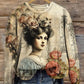 Vintage Victorian Women’s Art Peinture Imprimé Casual T-Shirt À Manches Courtes