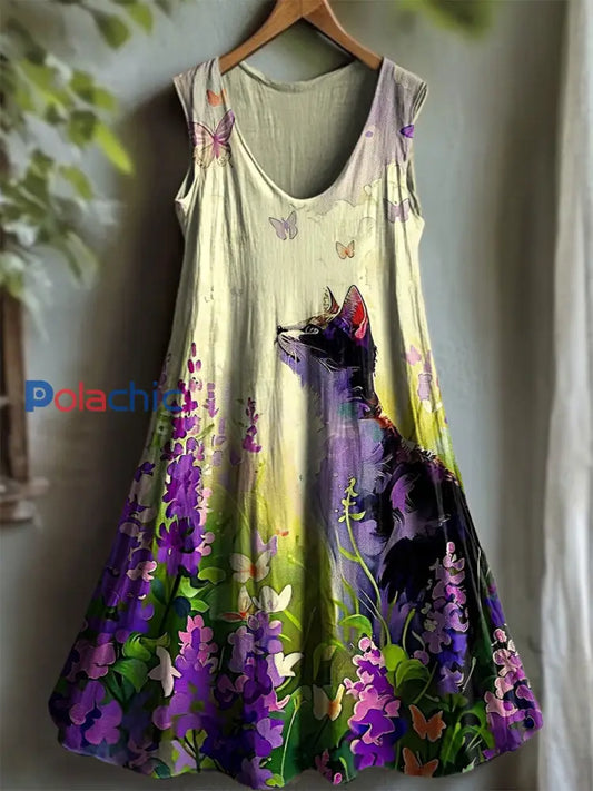 Violet Art Animal Imprimer V cou Robe des femmes comme image / S
