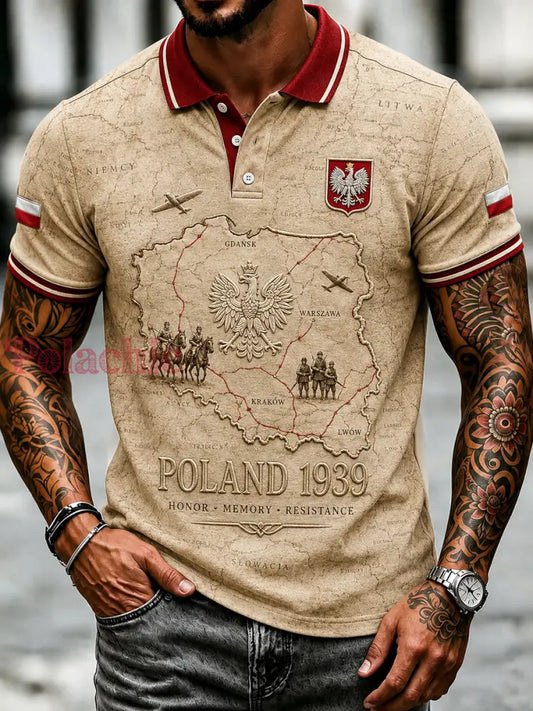 Wiktoriański polski sztandar pamiątkowa koszulka polo w stylu casual - Jak na zdjęciu / S