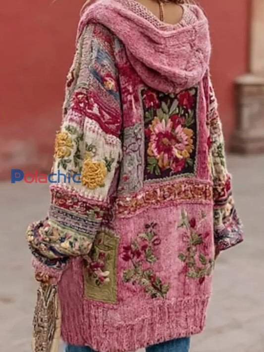 Women’s Breast Cancer Awareness Bouton Floral Cardigan Pull à capuche Rose / S