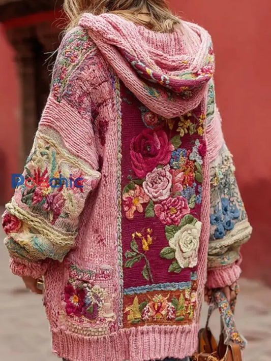 Women’s Breast Cancer Awareness Bouton Floral Cardigan Pull à capuche Rose / S