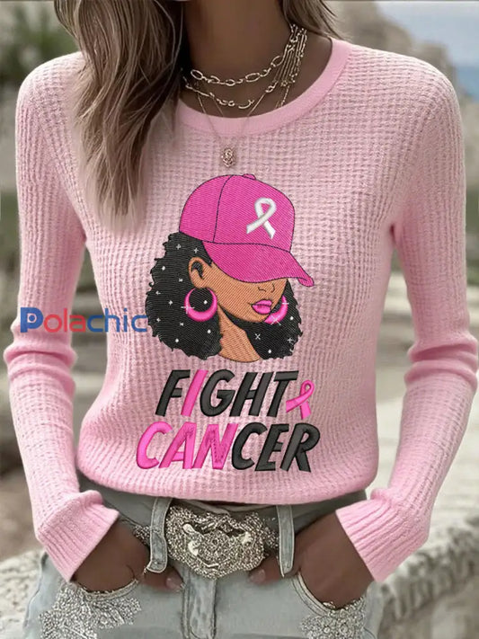 Women’s Breast Cancer Awareness Combat le cancer T-Shirts à manches longues Rose / S
