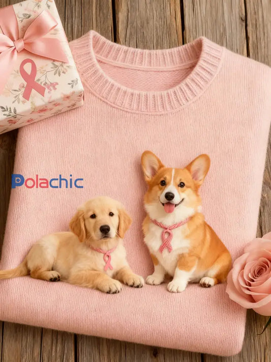 Women’s Breast Cancer Awareness Felted Animal Hoodie Rose / S