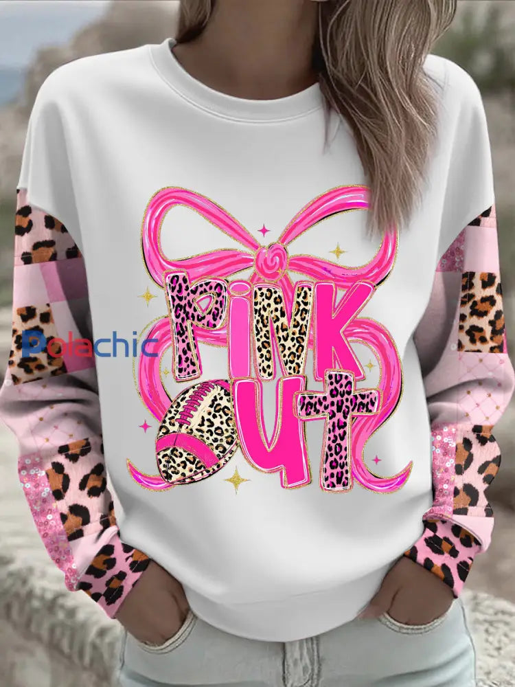Women’s Breast Cancer Awareness Floral Imprimé Sweatshirt Blanc / S