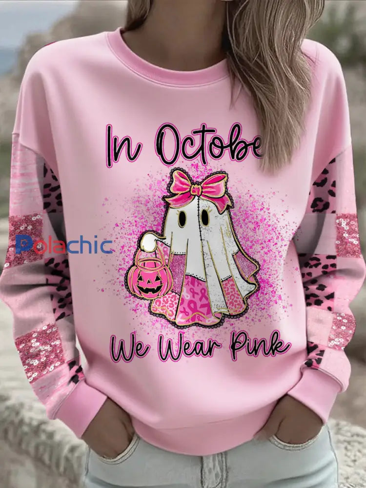 Women’s Breast Cancer Awareness Floral Imprimé Sweatshirt rose / S