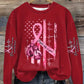 Women’s Casual Breast Cancer Awareness Print Long Sleeve Sweatshirt Red / S Bestseller