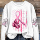 Women’s Casual Breast Cancer Awareness Print Long Sleeve Sweatshirt White / S Bestseller