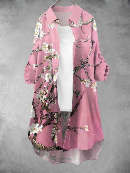Retro Peach Blossom Art Print Robe décontractée pour femmes